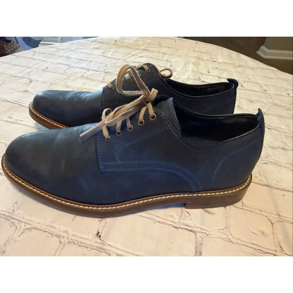 Cole Haan Men's Size 10 Lace Up Oxford Loafers Dark Blue Leather Office Career